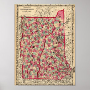 Poster Le New Hampshire et le Vermont