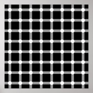 Poster Le noir pointille la ligne blanche illusion