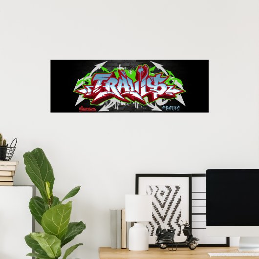 Poster Le nom de Travis en graffiti (Bureau à domicile)