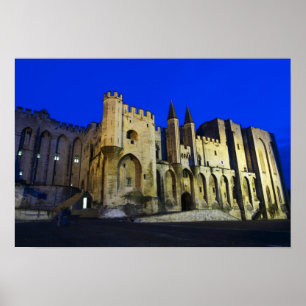 Poster Le Palais des Papes à Avignon au coucher du soleil