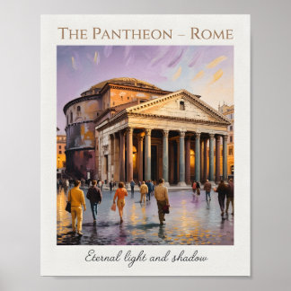 Poster Le Panthéon Rome Italie Aquarelle Voyage Vintage