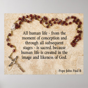 Poster Le pape Jean-Paul Pro-Life