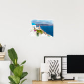 Poster Le paradis grec. Aquarelle de Santorin (Bureau à domicile)