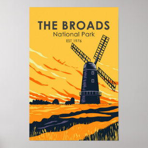 Poster Le parc national The Broads Angleterre Vintage