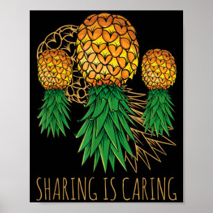 Poster Le Partage Est Une Marque D'affection Ananas Hawaï