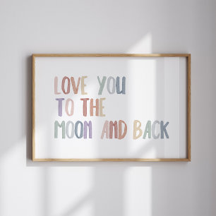 Poster Le pastel Boho vous aime à la lune et à l'arrière-