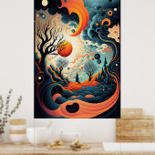 Poster Le paysage Abstrait de l'affiche Motif de Swirling (Cuisine)