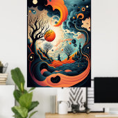 Poster Le paysage Abstrait de l'affiche Motif de Swirling (Bureau à domicile)