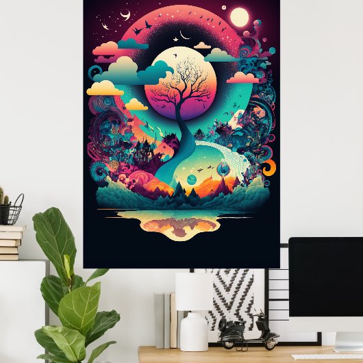 Poster Le paysage Abstrait de l'affiche Motif de Swirling (Bureau à domicile)