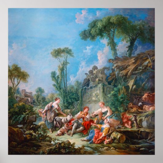 Poster le paysage idyll rococo de francois boucher shephe (Devant)