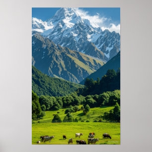 Poster Le paysage naturel de la Nouvelle-Zélande : une vu