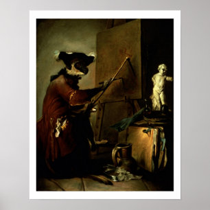 Poster Le peintre de singe, 1740 (huile sur la toile)