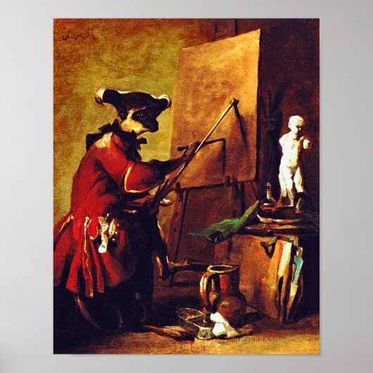 Poster Le peintre singe (Devant)