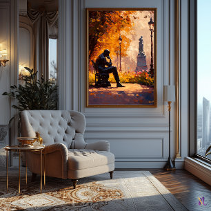 Poster Le Penseur Inspiré par les Impressionnistes en Aut