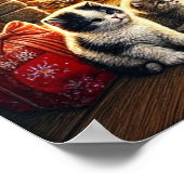 Poster Le Père Noël avec des amis animaux (Coin)