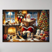 Poster Le Père Noël avec des amis animaux (Devant)