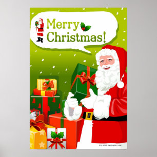 Poster Le père noël avec des cadeaux
