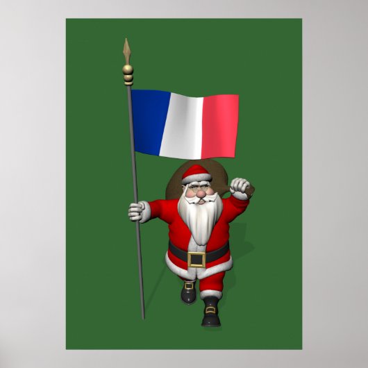 Poster Le Père Noël Avec L'Enseigne De France (Devant)