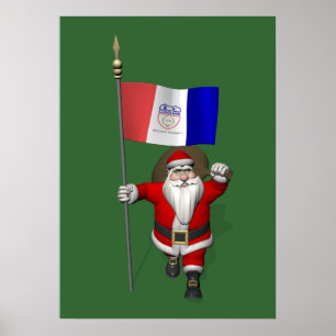 Poster Le Père Noël Avec L'Ensigne De Cleveland