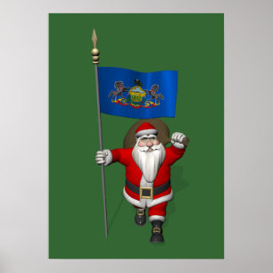 Poster Le Père Noël Avec L'Ensigne De Pennsylvanie