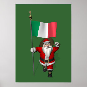 Poster Le Père Noël Avec L'Ensigne D'Italie