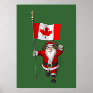 Poster Le Père Noël Avec L'Ensigne Du Canada