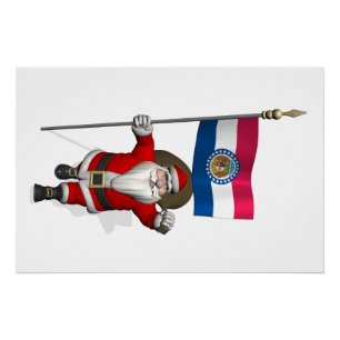 Poster Le Père Noël Avec L'Ensigne Du Missouri