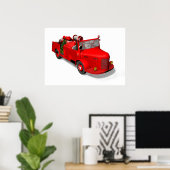 Poster Le Père Noël Conduit Un Camion-Feu (Bureau à domicile)