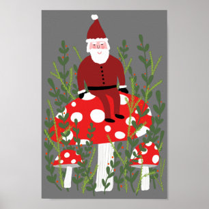 Poster Le Père Noël dans le champignon magique