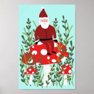 Poster Le Père Noël dans le champignon magique