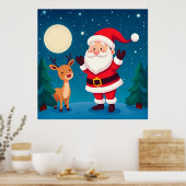 Poster Le Père Noël dans une scène hivernale magique (Cuisine)