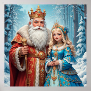 Poster Le Père Noël et le Maiden des neiges fêtent Noël