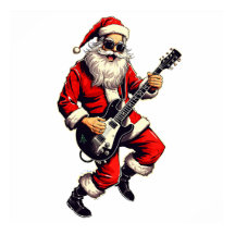 Le Père Noël Frappe Et Jamming Sur Sa Guitare