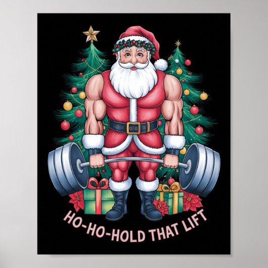 Poster Le Père Noël Gym Entraînement Ho-ho-hold que (Devant)