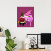 Poster Le Père Noël Joue Un Piano Rose (Bureau à domicile)