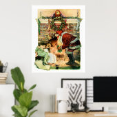 Poster Le Père Noël livre des présents (Bureau à domicile)