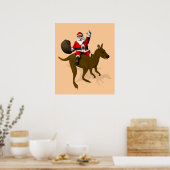 Poster Le Père Noël Monte Un Cangourou (Cuisine)