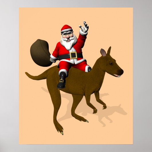 Poster Le Père Noël Monte Un Cangourou (Devant)