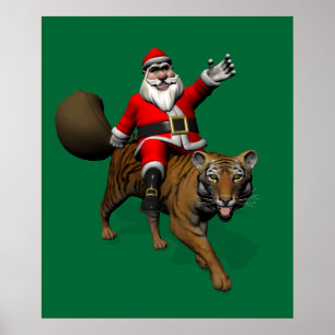 Poster Le Père Noël Monte Un Tigre