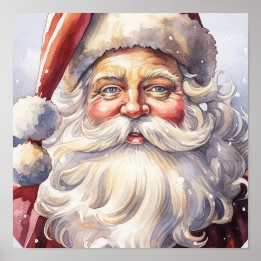 Poster Le Père Noël rétro dans un Noël Casquette rouge (Devant)