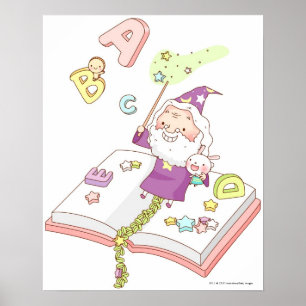 Poster Le père noël s'asseyant sur le livre