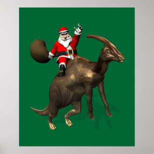 Poster Le Père Noël Se Rend Sur Parasaurolophus