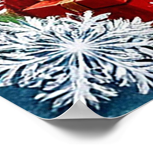 Poster Le Père Noël tient un cadeau dans un Noël magique (Coin)