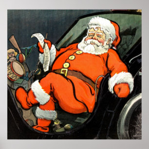 Poster Le père noël vérifiant le sien liste 1904