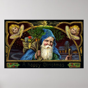 Poster Le père noël vintage avec les jouets 3