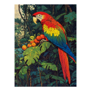 Poster Le perroquet dans la jungle