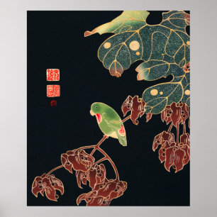 Poster Le perroquet par Ito Jakuchu Art d'oiseau japonais