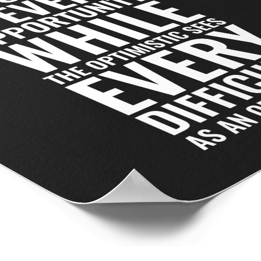 Poster Le pessimiste voit la difficulté | Inspirationnel (Coin)