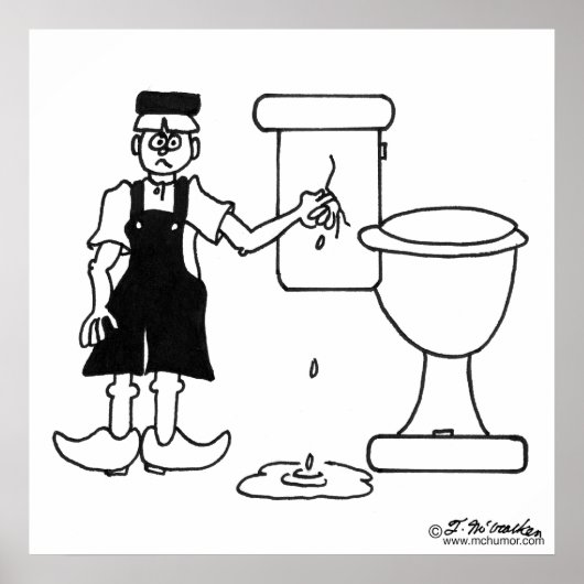 Poster Le petit hollandais arrête une fuite dans les toil (Devant)