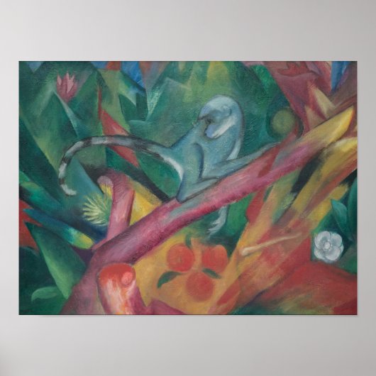 Poster Le petit singe (1912) par Franz Marc (Devant)